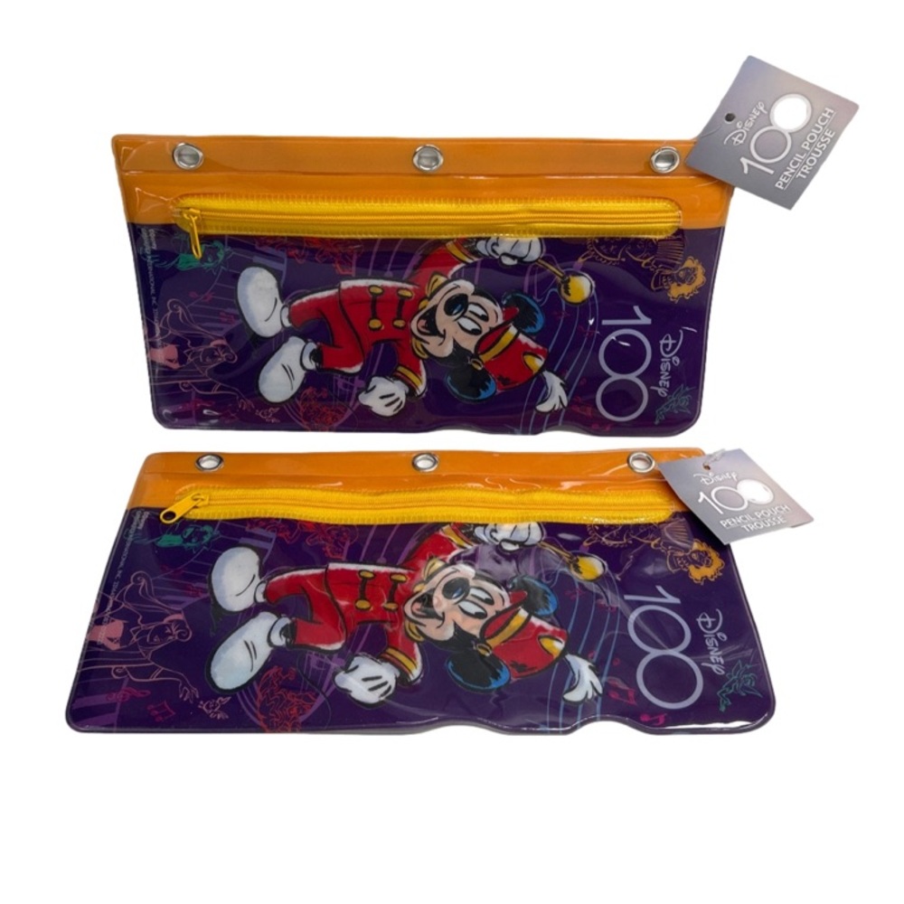 Disney 100 Years Licensed Zippered Pencil Cases Set Of Two New With Tag - Picture 2 of 9